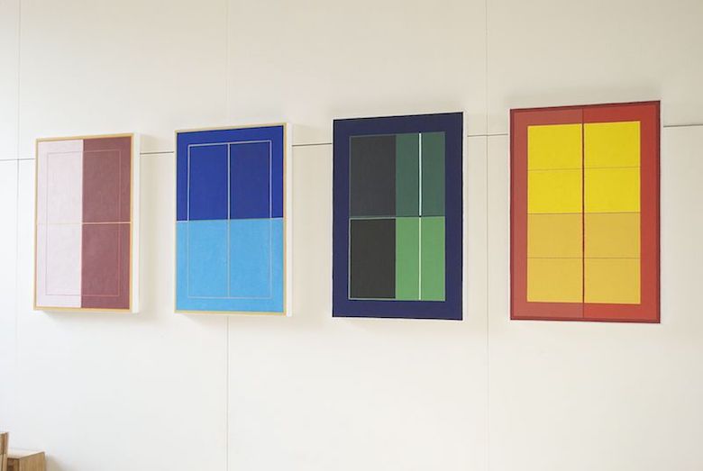 Paintings (Palimpsest 9,10,11,12), Studio, 2018 by Richard Bell