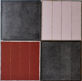 Drawing / Painting, 4-part variation ( Venetian Red/ Pink), graphite on paper and oil and wax on linen by Richard Bell