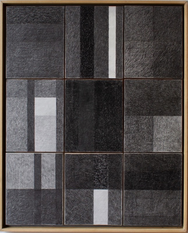 Drawing Nine Variations, graphite on paper on ply, 49cm x 61cm By Richard Bell