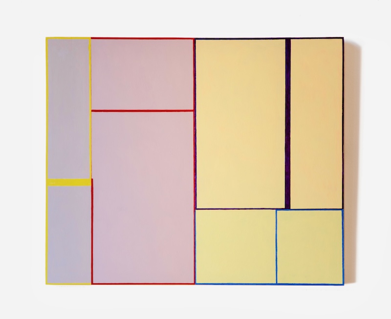 Pairing no.5 reprise, 2025, chalk ground, egg tempera on panel, 61cm x 50.5cm, by Richard Bell