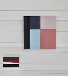 Installion view of Richard Bell paintings at exhibition of work made during the January residency at the Anchor Studio, Newlyn, Cornwall January 2025