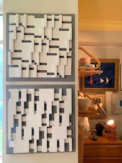 wood refliefs 1/6 and 3/6, 1979-1980. Funded by Arts Coumcil Grant. Each 50cm x 50cm