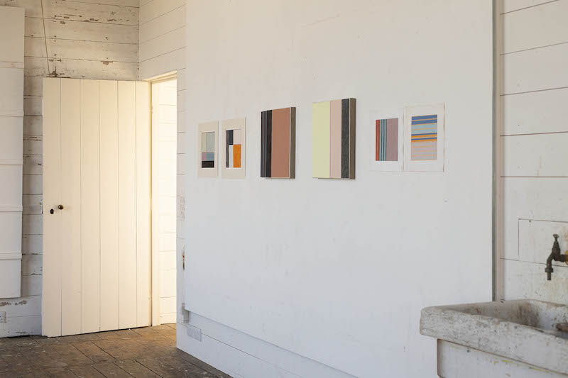 Installion view of Richard Bell paintings at exhibition of work made during the January residency at the Anchor Studio, Newlyn, Cornwall January 2025