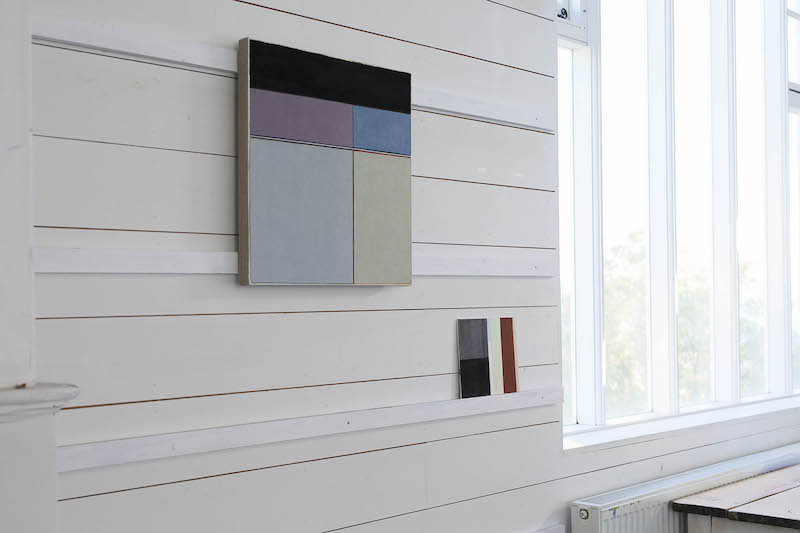 Installion view of Richard Bell paintings at exhibition of work made during the January residency at the Anchor Studio, Newlyn, Cornwall January 2025