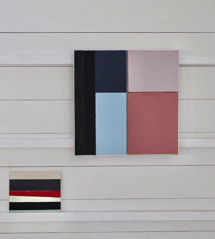 Installion view of Richard Bell paintings at exhibition of work made during the January residency at the Anchor Studio, Newlyn, Cornwall January 2025