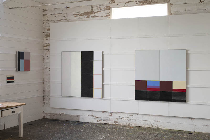 Installion view of Richard Bell paintings at exhibition of work made during the January residency at the Anchor Studio, Newlyn, Cornwall January 2025