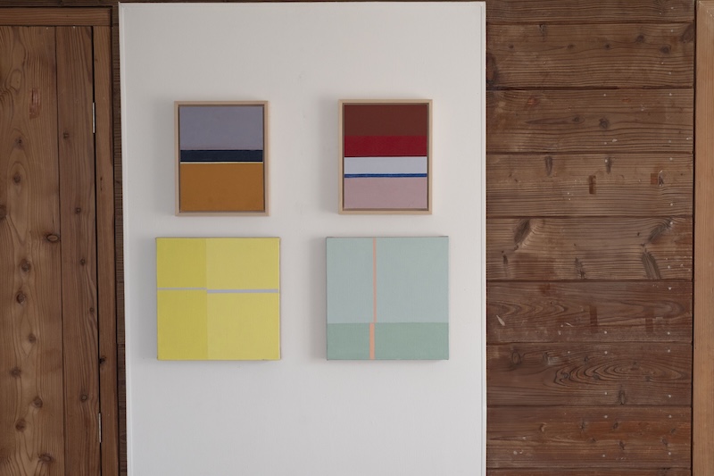 Pair of panels and paintings ‘Clew Bay’, Clare Island residence April 2025 by Richard Bell